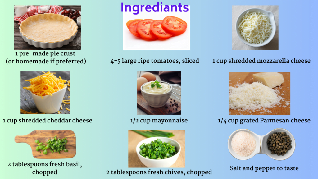 Ingrediants Tomato Pie Recipe